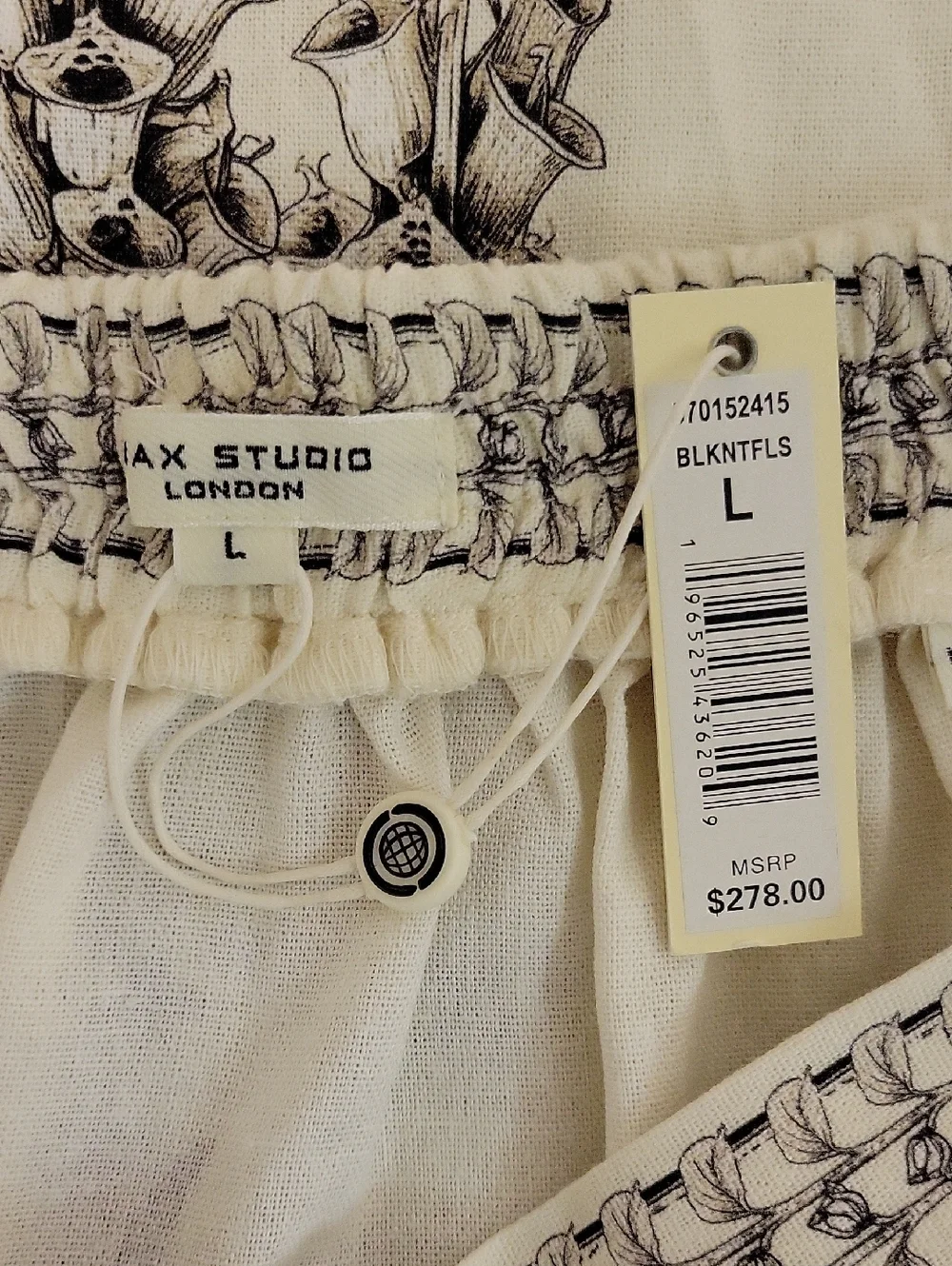 Max Studio Cream Maxi Skirt w/Black Floral Border New Boho Business Casual Large - Picture 5 of 6